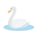 White swan, goose flat vector illustration