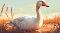 Colorful Swan Painting In 2d Game Art Style Royalty Free Stock Photo