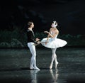 The White Swan and the prince in the water first met-ballet Swan Lake Royalty Free Stock Photo