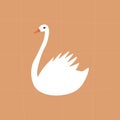 White swan vector illustration. Isolated beautiful bird in flat style for logo or icon. Royalty Free Stock Photo