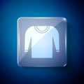 White Sweater icon isolated on blue background. Pullover icon. Square glass panels. Vector Illustration Royalty Free Stock Photo