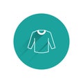 White Sweater icon isolated with long shadow background. Pullover icon. Sweatshirt sign. Green circle button. Vector Royalty Free Stock Photo