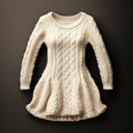 Hyper Realistic Cream Sweater Dress: Organic Sculpting With Warm Tonal Range