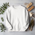 white sweatshirt for print on a neutral background