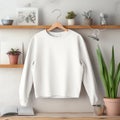 white sweatshirt for print on a neutral background