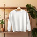 white sweatshirt for print on a neutral background