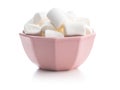 White sweet marshmallows candy in bowl
