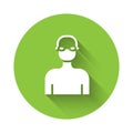 White Swimmer athlete icon isolated with long shadow background. Green circle button. Vector Royalty Free Stock Photo