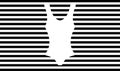 White Swimsuit flat icon on black and white horizontal lines background