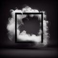 White swirling smoke square frame isolated on black background. Royalty Free Stock Photo