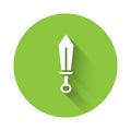 White Sword toy icon isolated with long shadow. Green circle button. Vector Royalty Free Stock Photo