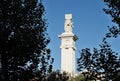 White symbolic column in Cadiz, southern Spain as a memorial and symbol of Spanish freedom