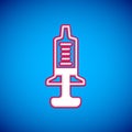 White Syringe icon isolated on blue background. Syringe for vaccine, vaccination, injection, flu shot. Medical equipment Royalty Free Stock Photo