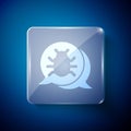 White System bug concept icon isolated on blue background. Code bug concept. Bug in the system. Bug searching. Square Royalty Free Stock Photo