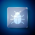 White System bug concept icon isolated on blue background. Code bug concept. Bug in the system. Bug searching. Square Royalty Free Stock Photo