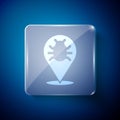 White System bug concept icon isolated on blue background. Code bug concept. Bug in the system. Bug searching. Square Royalty Free Stock Photo