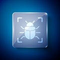 White System bug concept icon isolated on blue background. Code bug concept. Bug in the system. Bug searching. Square Royalty Free Stock Photo