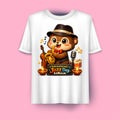 International Jazz Day Bear T-Shirt Happy Saxophone Cartoon Tee Editable Vector Apparel Design 300DPI PNG Royalty Free Stock Photo