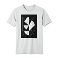 White T-shirt with a black rectangular graphic on the front. The design features Royalty Free Stock Photo