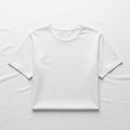 White T-shirt displayed flat on a white surface. It features a round neckline, short sleeves, and Royalty Free Stock Photo