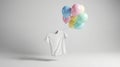 White t-shirt floating with colorful balloons against plain background Royalty Free Stock Photo