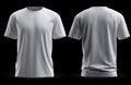White T-Shirt Mockup Front and Back on Black Background Royalty Free Stock Photo