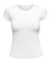 White T-shirt mockup women front used as design template. Tee Shirt female blank on white