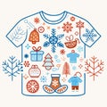 Christmas T Shirt Design Elements with Snowflakes and Gifts vector Royalty Free Stock Photo