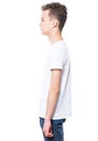 Teen boy in white t-shirt Royalty Free Stock Photo