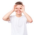 White t-shirt on teen boy Royalty Free Stock Photo