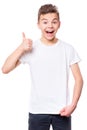 White t-shirt on teen boy Royalty Free Stock Photo