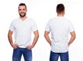 White t shirt on a young man template Royalty Free Stock Photo