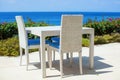 White table of a beach restaurant Royalty Free Stock Photo