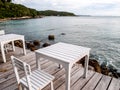 White table and chair on the beach 3 Royalty Free Stock Photo