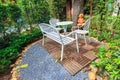 white table and chairs in the gaeden Royalty Free Stock Photo