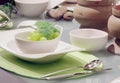 White table settings Royalty Free Stock Photo