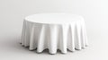 Round Table Covered with White Tablecloth, Empty Studio Background Royalty Free Stock Photo