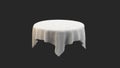 White Tablecloth on table Isolated on black Background. 3d rendering Royalty Free Stock Photo