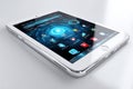 White Tablet Computer with Futuristic Interface Royalty Free Stock Photo