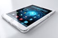 White Tablet Computer with Futuristic Interface Royalty Free Stock Photo