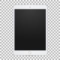 White tablet with empty screen, vector digital realisticc template, 3d quality.