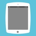 White Tablet flat style on blue background. Tablet with grey screen vector eps10 on blue background.