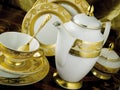 White tableware set with gold trim Royalty Free Stock Photo