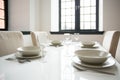 White tableware on the table