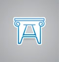 White tabouret icon on grey background. Vector illustration tabouret icon. eps10.