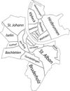 White tagged districts map of Basel, Switzerland Royalty Free Stock Photo