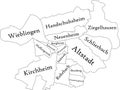 White tagged districts map of HEIDELBERG, GERMANY