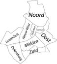 White tagged districts map of NIJMEGEN, NETHERLANDS