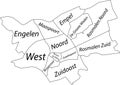 White tagged districts map of `S-HERTOGENBOSCH, NETHERLANDS