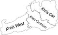 White tagged districts map of St. Gallen, Switzerland